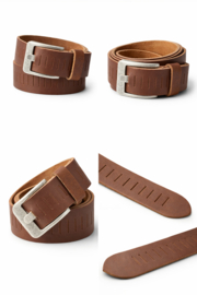 Cognac leren riem dames en heren riem met gleufjes – 4 cm breed