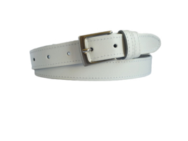 Leren Riem Wit 3 cm breed met stik - Dames Riem - Heren Riem - 100% echt leer