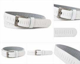 Witte leren riem dames en heren riem met gleufjes – 4 cm breed