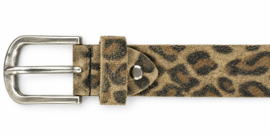 Lichte Panterprint Leren Damesriem 3 cm – Ronde Gesp