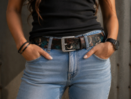 Leren riem dames en heren 4 cm – Vintage crackle look – zwart, bruin, blauw & wit