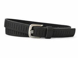 Leren dames en  heren riem zwart met gleufjes 3 cm breed