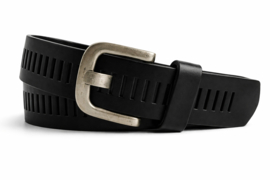 Blauwe Leren Riem Met Gleufjes 4 cm Herenriem van Echt Leer