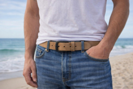 Leren Herenriem Zand 4 cm Velours