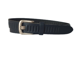 Leren Riem donker blauw met gleufjes 3 cm breed - Dames Riem - Heren Riem - 100% echt leer