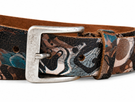 Leren riem dames en heren 4 cm – Vintage crackle look – zwart, bruin, blauw & wit