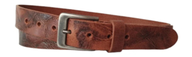 Leren Riem Cognac Met Nerf Structuur - 3,5 cm Breed - Dames Riem