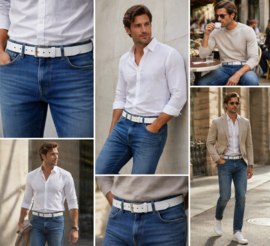 Witte Leren Heren Riem 3 cm Stijlvolle Riem van Echt Leer