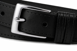 Zwarte leren heren riem 3 cm – stijlvolle broekriem met stiksel