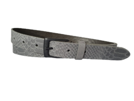 Leren Riem Ecru Met Slangen Print - 3 cm Breed - Dames Riem - Heren Riem - 100% echt leer