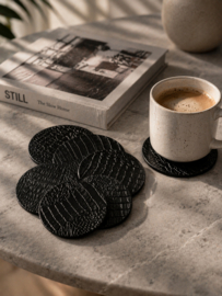 Leren onderzetters zwart met croco structuur