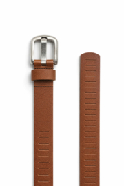 Leren dames en heren riem cognac met gleufjes 3 cm breed