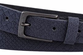 Leren Dames Riem Blauw - 3 cm - Slangenprint - Echt Leer