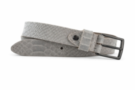 Leren Dames Riem Licht Grijs - 3 cm - Slangenprint - Echt Leer