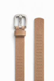 Leren dames en heren riem beige met gleufjes 3 cm breed