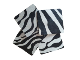 Leren onderzetters zebra print (koeienhuid)