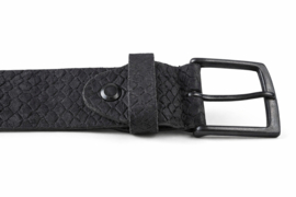 Leren Dames Riem Zwart - 3 cm - Slangenprint - Echt Leer