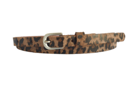 Leren Riem Panter Print  Dark off suède - 1,5 cm smal - 100% echt leer