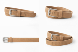 Leren dames en heren riem beige met gleufjes 3 cm breed