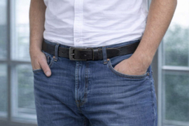 Leren Herenriem Zwart 3 cm - Nerfstructuur - Tijdloos Design & Duurzame Kwaliteit