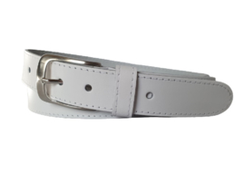 Leren Riem Wit rond gestikt 3,5 cm Breed - Dames Riem