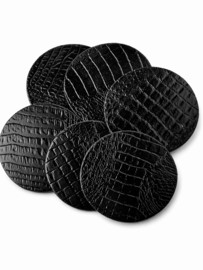 Leren onderzetters zwart met croco structuur