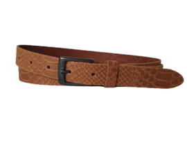 Leren Riem Cognac Met Slangen Print - 3 cm Breed - Dames Riem - Heren Riem