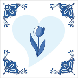 Delftsblauw wenskaart – 1 tulp 