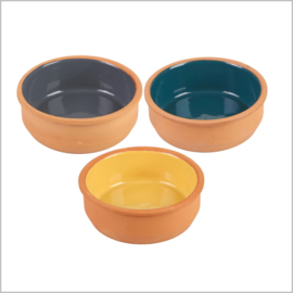 Terracotta tapasschaaltje – gekleurd – set van 3