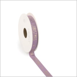 Fluweel lint - Merry christmas - purple - 15mm