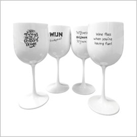 Wijnglas – set van 4 verschillende teksten met ijsemmer