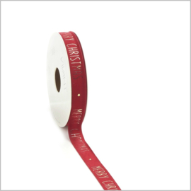 Fluweel lint - Merry christmas - rood-goud - 15mm