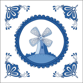 Delftsblauw wenskaart – molentje