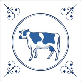 Delftsblauw wenskaart – koe