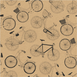 Cadeaupapier - kraft 150m x 50cm - bike