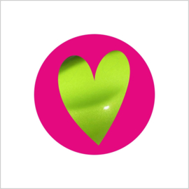 etiket - groen hart pink