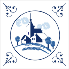 Delftsblauw wenskaart – kerk