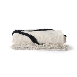 HKliving-bedsprei throw tufted zwart wit