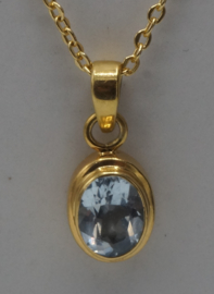 Sterling zilveren ketting gold vermeil bleu topaas, 50 cm
