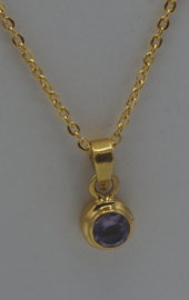 Sterling zilveren ketting gold vermeil met amethist  ± 50 cm