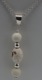 Zilveren ketting met turquoise hanger  50 cm