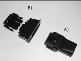 A) mannelijke stekker – met bypass jumper, 3-pins