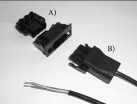 A) mannelijke connector met behuizing