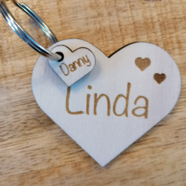 Sleutel hanger hart met namen