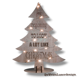 KERSTBOOM MET TEKST EN LAMPJES  + GRATIS "DRIVING HOME FOR CHRISTMAS" KERSTBOOMPJE