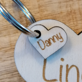 Sleutel hanger hart met namen