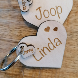 Sleutel hanger hart met namen