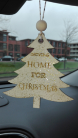 "DRIVING HOME FOR CHRISTMAS" KERSTBOOM AUTOSPIEGEL HANGERTJE