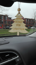 "DRIVING HOME FOR CHRISTMAS" KERSTBOOM AUTOSPIEGEL HANGERTJE