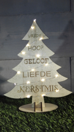 KERSTBOOM MET TEKST EN LAMPJES  + GRATIS "DRIVING HOME FOR CHRISTMAS" KERSTBOOMPJE